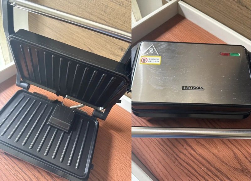 Grill E Sanduicheira Inox Antiaderente Torradeira 127v/220v Preto 127v