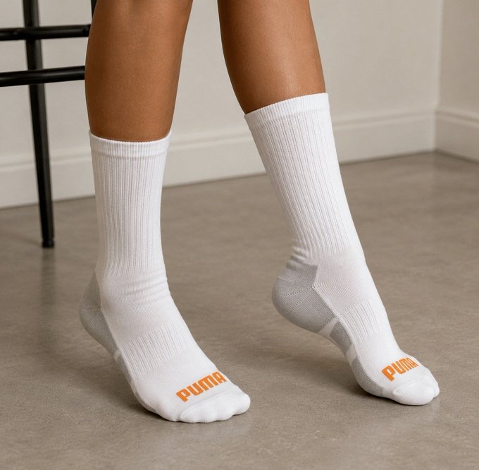 Kit com 2 Pares Meia Puma Cano Alto Poliamida + Frete Grátis
