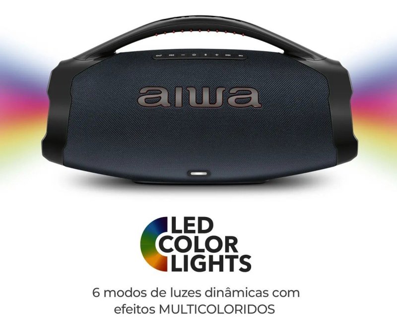 Caixa de Som Boombox Plus AIWA BBS-01-BG 200W Bluetooth 30H IP66 USB-C Cinza