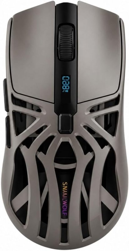 Mouse Gamer Rs8 Sem Fio 10.000 Dpi Cinza Recarregável RGB