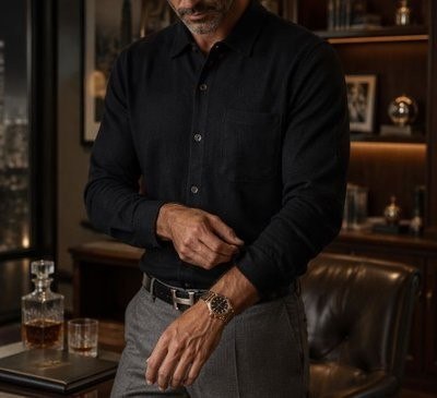 Camisa Manga Longa Move Overshirt Moletom Com Bolso Preto