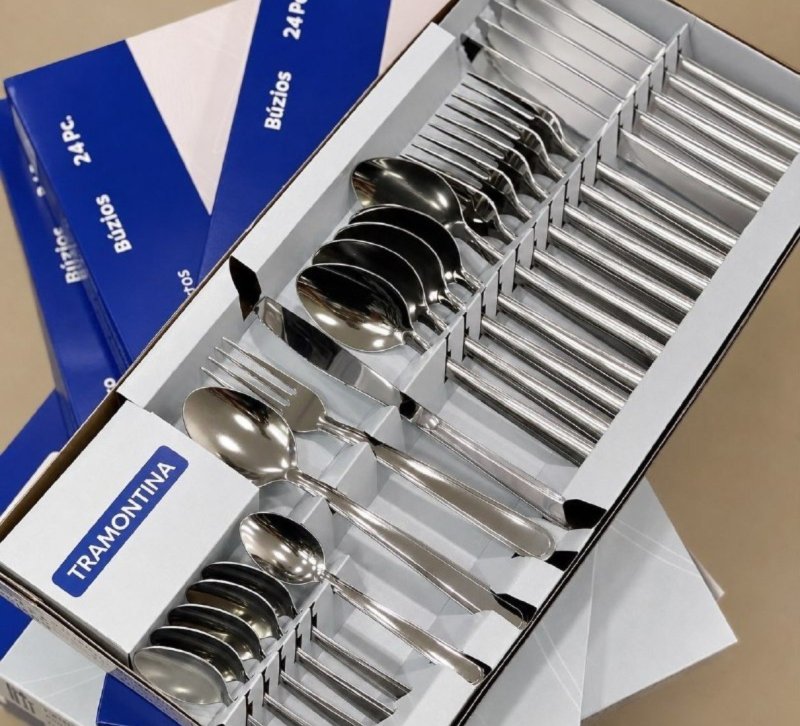 Jogo Talheres Faqueiro Búzios Aço Inox 24 Peças Tramontina Aço Inoxidável