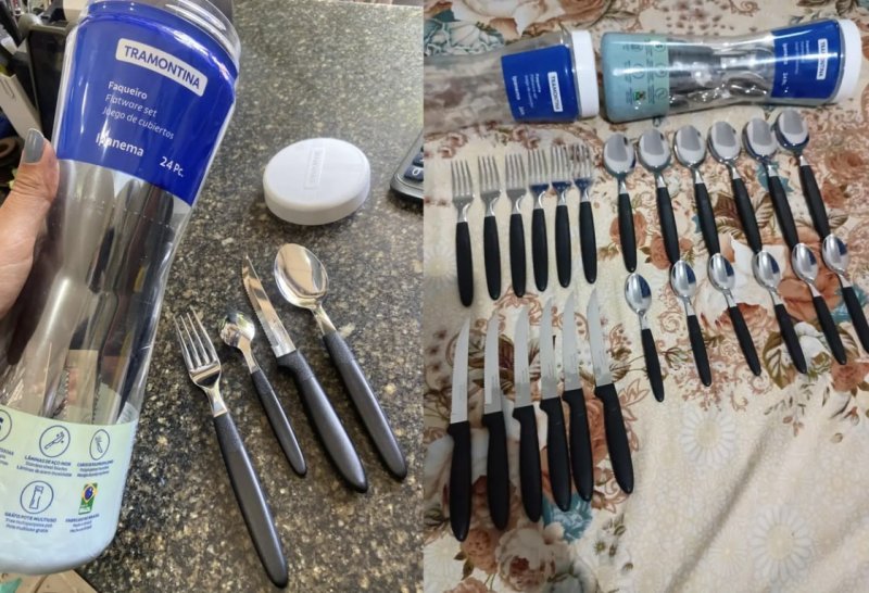Faqueiro Ipanema Aço Inox E Cabo 24 Peças Preto Tramontina