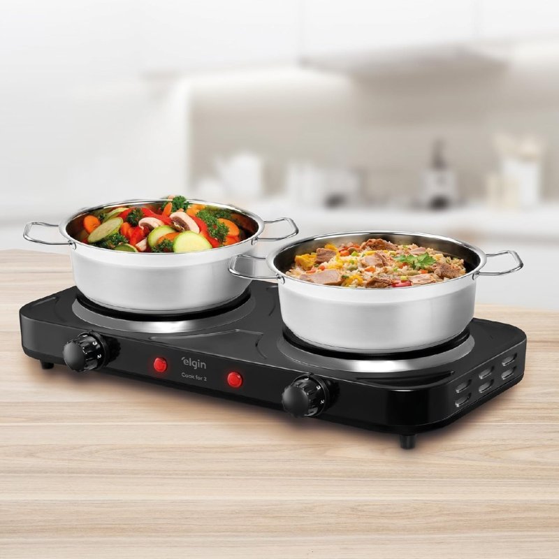 Fogão Elétrico Portátil Cooktop Elgin Double Cook 2 Bocas - 110V