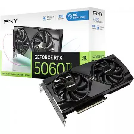 RTX 5060TI Placa de Video GeForce NVIDIA PNY RTX5060TI 8GB OC GDDR7 VCG5060T8DFXPB1-O