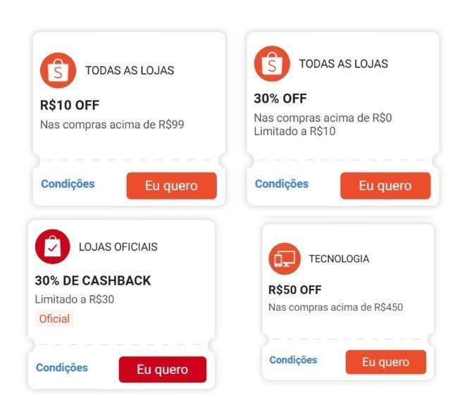 Novos Cupons Shopee