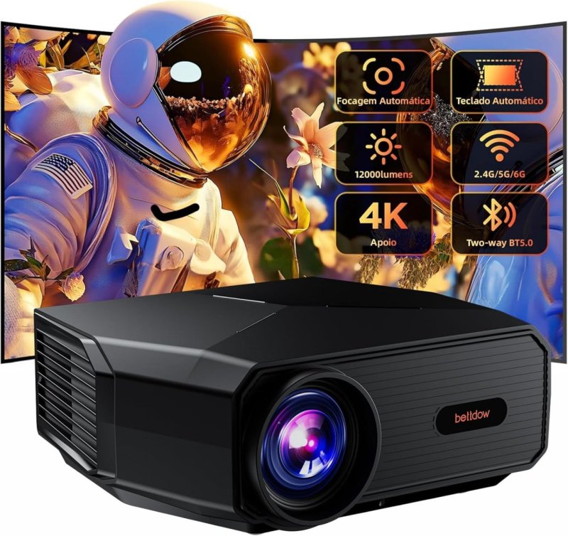 Bettdow Projetor 4k 8k 12000 Lumens Hd 1080p Compatível Completo De Android 9, Smart Projetores