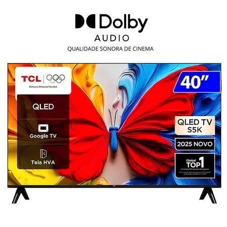 SMART TV 40 TCL FULL HD QLED DOLBY AUDIO SEM BORDA COM TECNOLOGIA HDR 40S5K