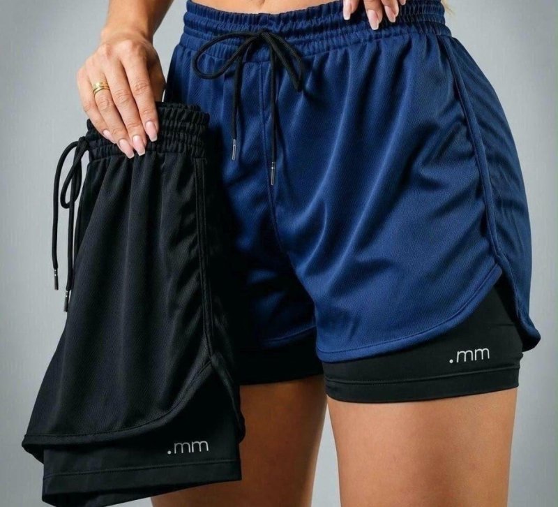 2 Shorts Duplo Compressão Fitness Bermuda