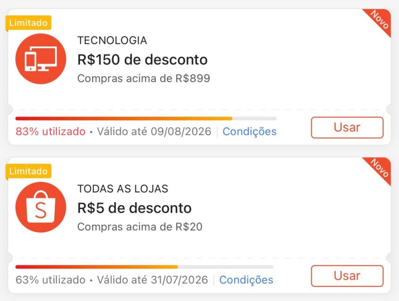 Cupons Shopee Esgotando