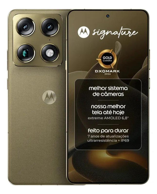 Motorola Signature 5G - 512GB 24GB RAM - Câmera 50MP Sony Zoom 100x - Verde Oliva