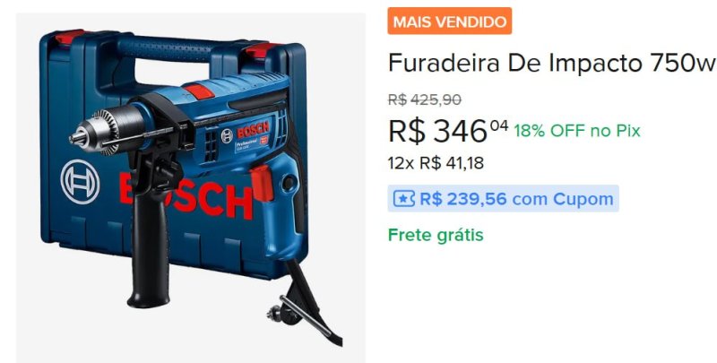 Furadeira De Impacto 750w Gsb 13 Re Em Maleta Bosch