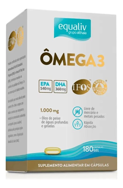 Equaliv Ômega 3 1000mg EPA DHA - 180 Cápsulas Rápida Absorção