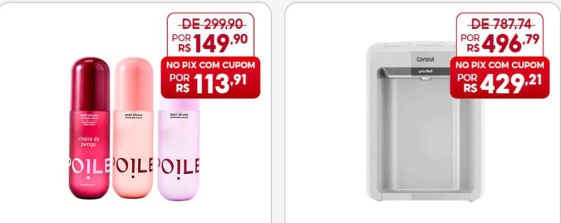 Kit 3 Body Splashes e Purificador de Água Consul com cupom
