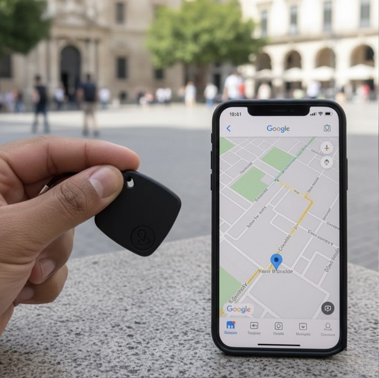 Mini Localizador Rastreador Smart Tag Gps Com Cordão Chaveiro Cor Preto Compatível Com iPhone Apple Chrome Technology