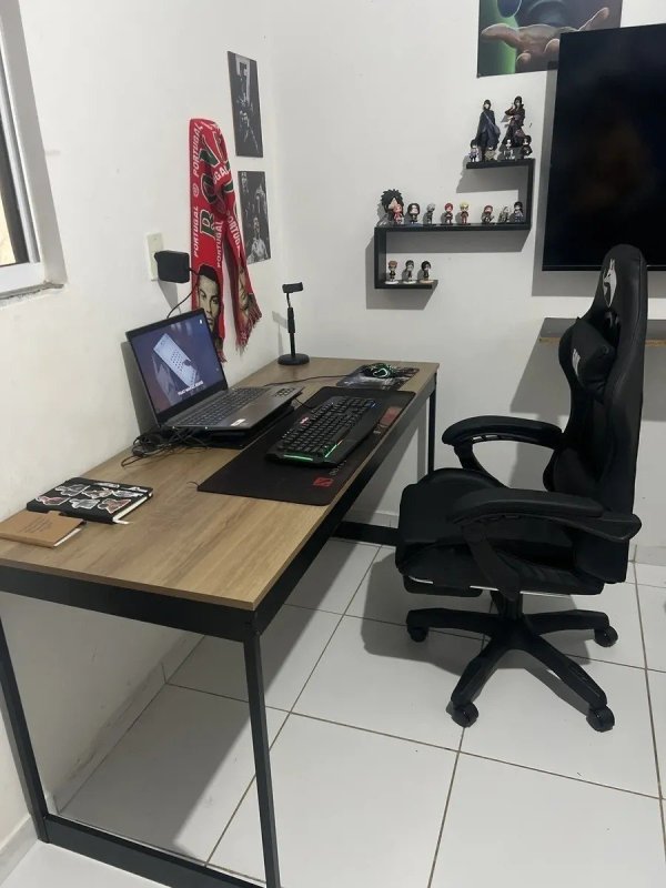 Mesa Escritório Mb Industrial 150x60cm Madeira E Metal