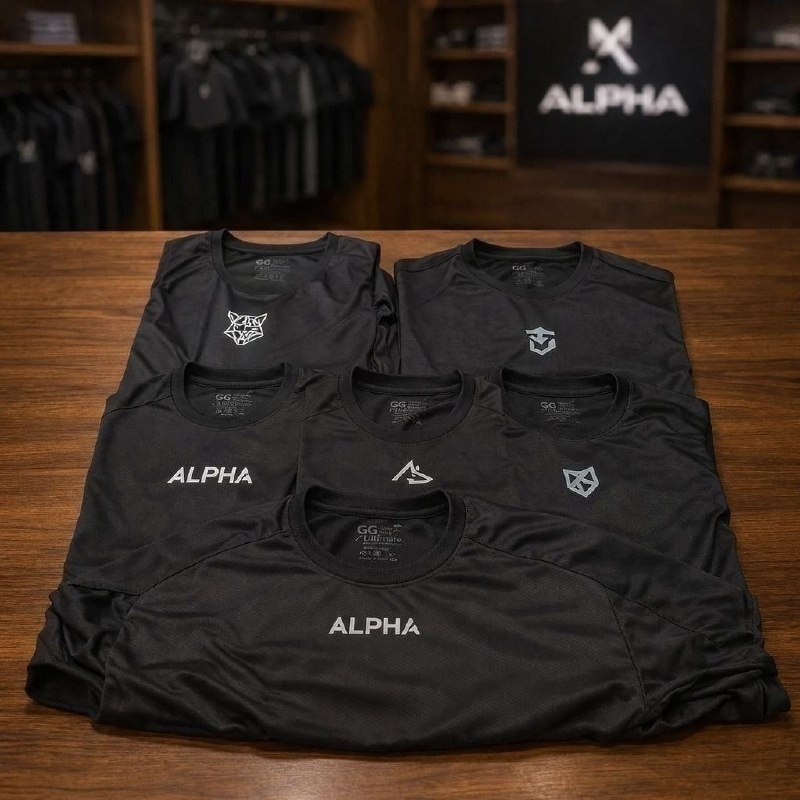 Kit 5 Camisetas Dry All Black Alpha