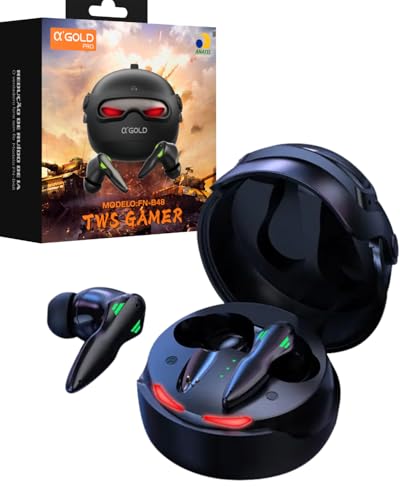 A'Gold FN-B48 Fone de Ouvido Bluetooth Gamer TWS - Bluetooth 5.4, Redução de Ruído por Inteligência Artificial