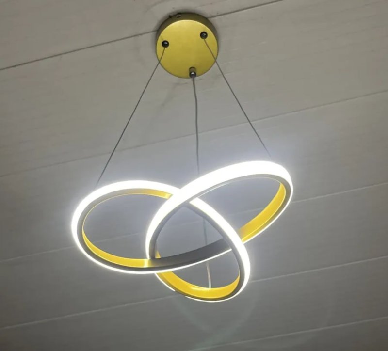 Lustre Pendente Moderna Led, luminaria Dourado Redondo Sala 127/220v Dourado