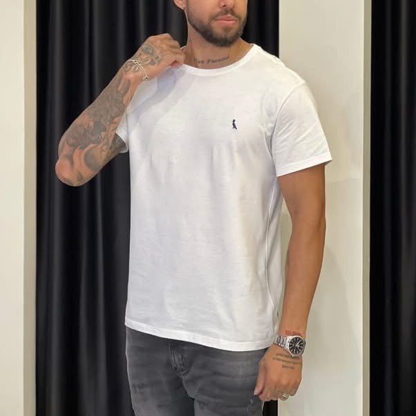 Camiseta Regular Essence Reserva Masculina Branco T-shirt Lisa M Liso