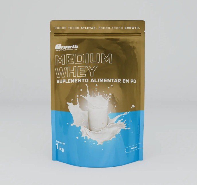 Whey Protein Medium 1kg Growth Supplementos - Natural + Frete Grátis