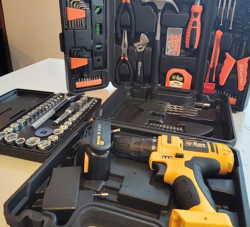 Kit De Ferramentas 169 Peças + Parafusadeira Furadeira 12v