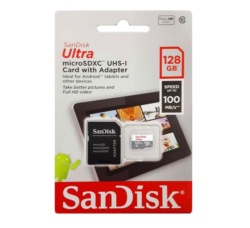 SanDisk Cartão microSDXC UHS-I Ultra 128GB com adaptador, Preto