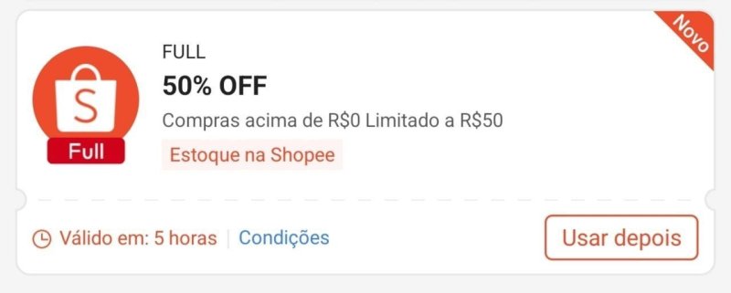 Cupom de 50% OFF em produtos selecionados