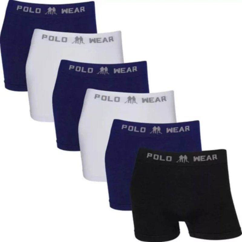 Kit 6 Cuecas Boxer Polo Wear Microfibra Sem Costura Masculina Pacote Cueca Box Adulto Confortável