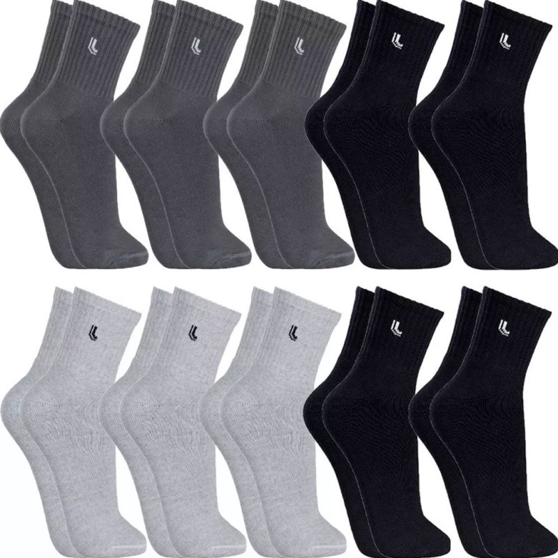 Kit 10 Pares Meias Lupo Originais Cano Médio Alto Algodão Masculina Feminina Meia Atoalhada Grossas