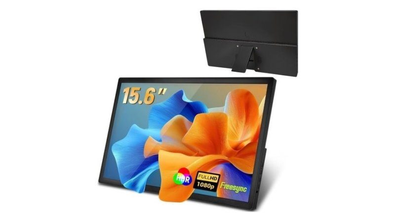 Monitor Portátil para Notebook 15.6" FHD IPS Ultra Fino 1080P com HDR e FreeSync USB-C/HDMI Zero Latência