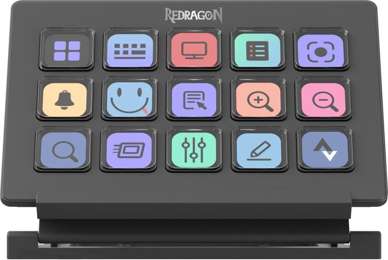 Teclado de Atalhos Redragon Stream Station Preto 15 Teclas LCD USB Tipo-C SS-550