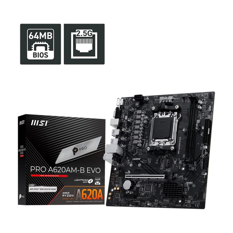 Placa-Mãe MSI PRO A620M-B EVO, AMD AM5, mATX, DDR5
