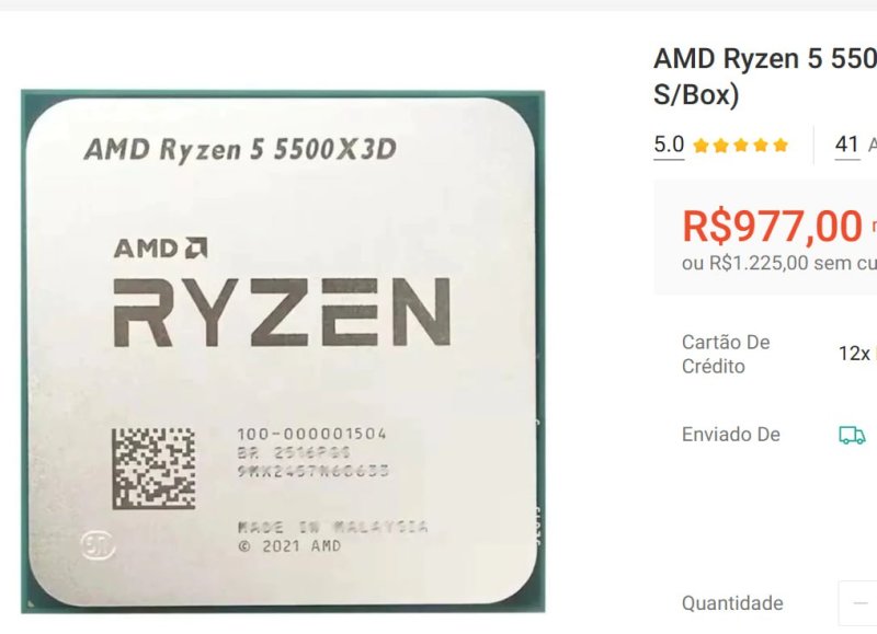 5500X3D Processador AMD Ryzen 5 OEM Novo