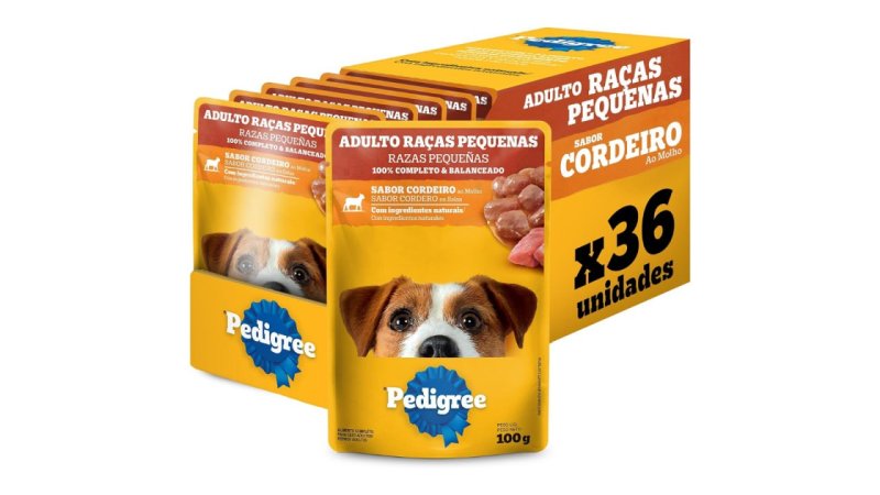 Pack 36 un. Ração Úmida Pedigree Cordeiro ao Molho p/ Cães Adultos de Raças Pequenas