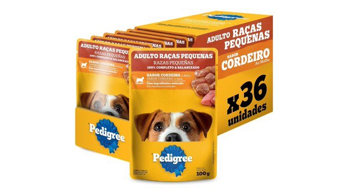 Pack 36 un. Ração Úmida Pedigree Cordeiro ao Molho para Cães Adultos de Raças Pequenas