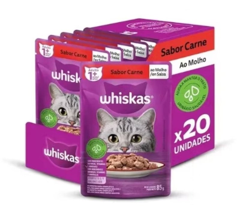 Whiskas Sachê 85g - 16 Unid +4 Grátis Leve 20