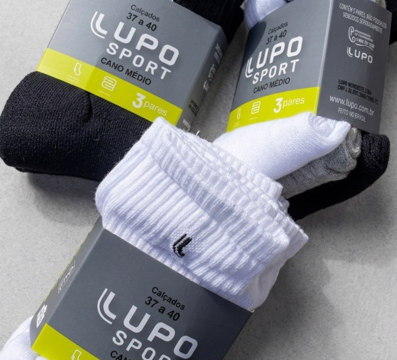 Kit 6 Pares Meias Lupo Cano Médio Esportivas Academia