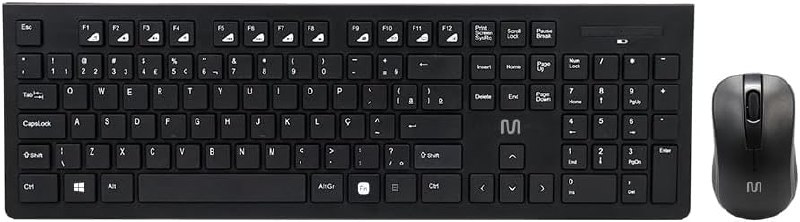Kit Teclado e Mouse Sem Fio Conforto Multimídia Conexão Usb 1200dpi Teclas Chocolate Preto Multi - TC212