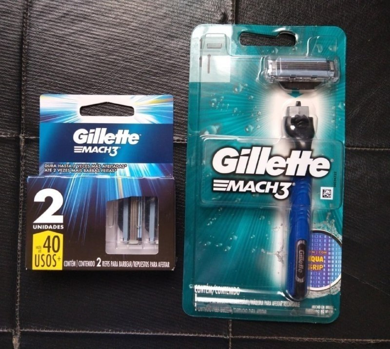 Kit Gillette Mach3 Aparelho de Barbear 1 Ud + Cargas 3 Uds + Frete Grátis