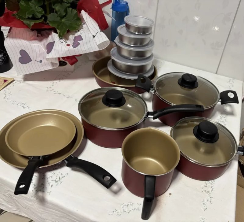 Jogo De Panelas Tramontina Turim 12pçs C/ Kit Tigelas Inox Vermelho