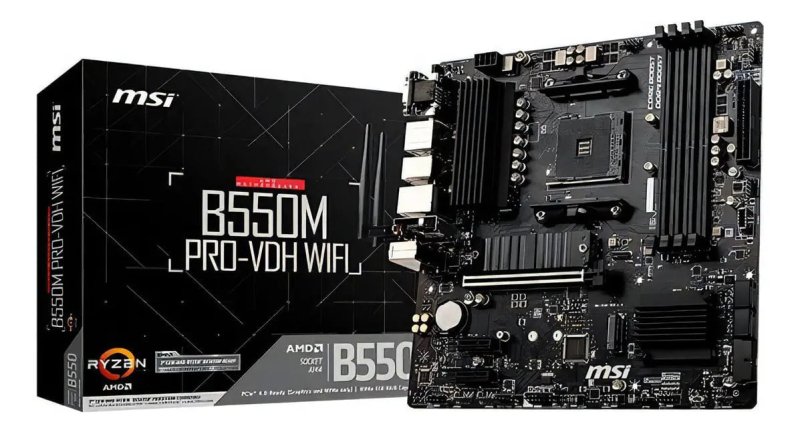 Placa Mae Msi B550m Pro-vdh Wifi Ddr4 Socket Am4 Cor Preto