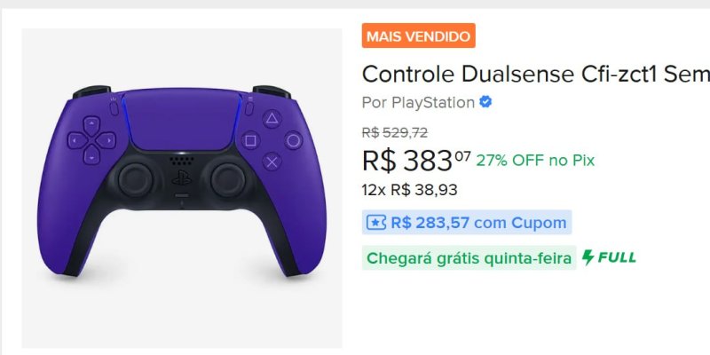 Controle Dualsense Cfi-zct1 Sem Fio Ps5 Galactic Purple