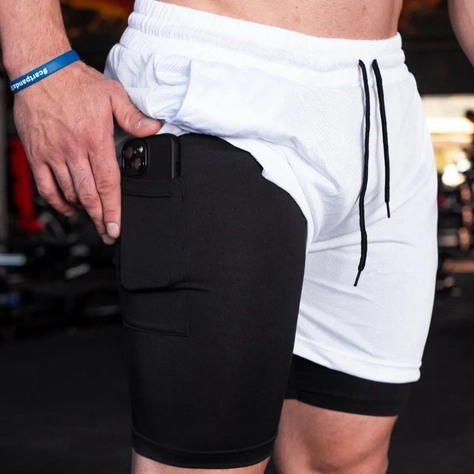 Kit com 4 Shorts 2 Em 1 Duplo Dryfit + Frete Grátis