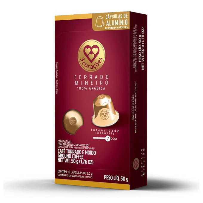 3 Corações 10 Cápsulas de Café Cerrado Mineiro