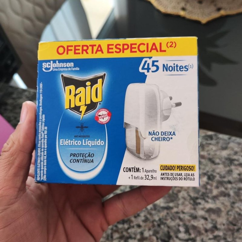 Raid Repelente Eletrico Líquido, 45 Noites de Proteção, 1 Aparelho e 1 Refil de 32,9ml