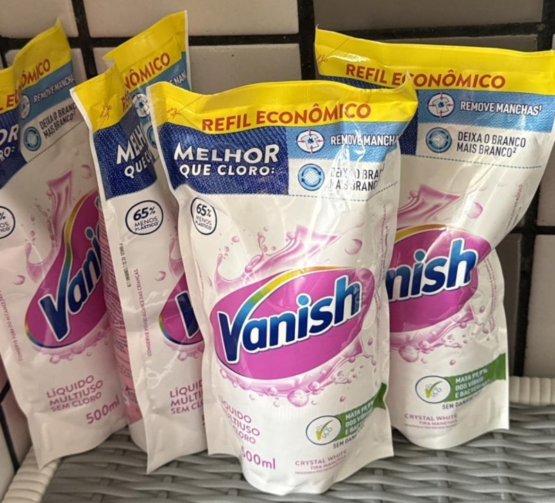Tira Manchas Vanish Líquido Crystal White para roupas brancas Refil Econômico 500ml