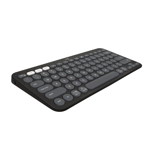 Teclado sem fio Logitech Pebble Keys 2 K380s com Conexão Bluetooth Easy-Switch e Pilha Inclusa - Grafite