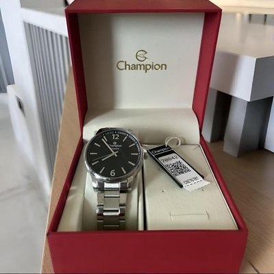 Relógio Masculino Champion Cn27670t Cor Da Correia Prateado Com Fundo Preto