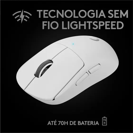 Mouse Sem Fio Gamer Logitech G PRO X Superlight, Lightspeed, 25000 DPI, 5 Botões, Branco - 910-005941